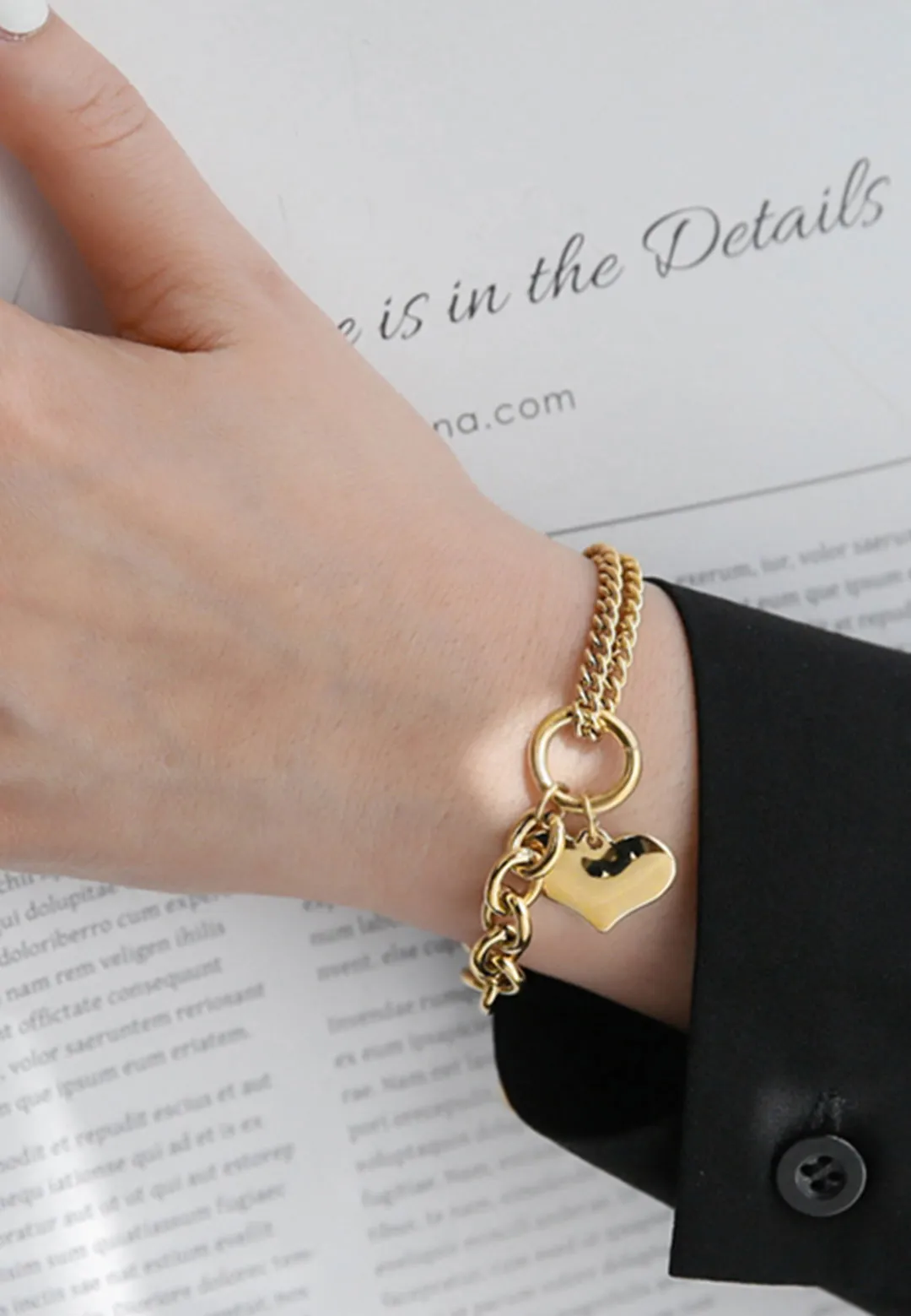 Saint Heart Engravable Pendant on Multi Chain Link Bracelet