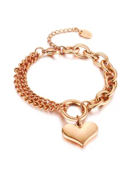Saint Heart Engravable Pendant on Multi Chain Link Bracelet