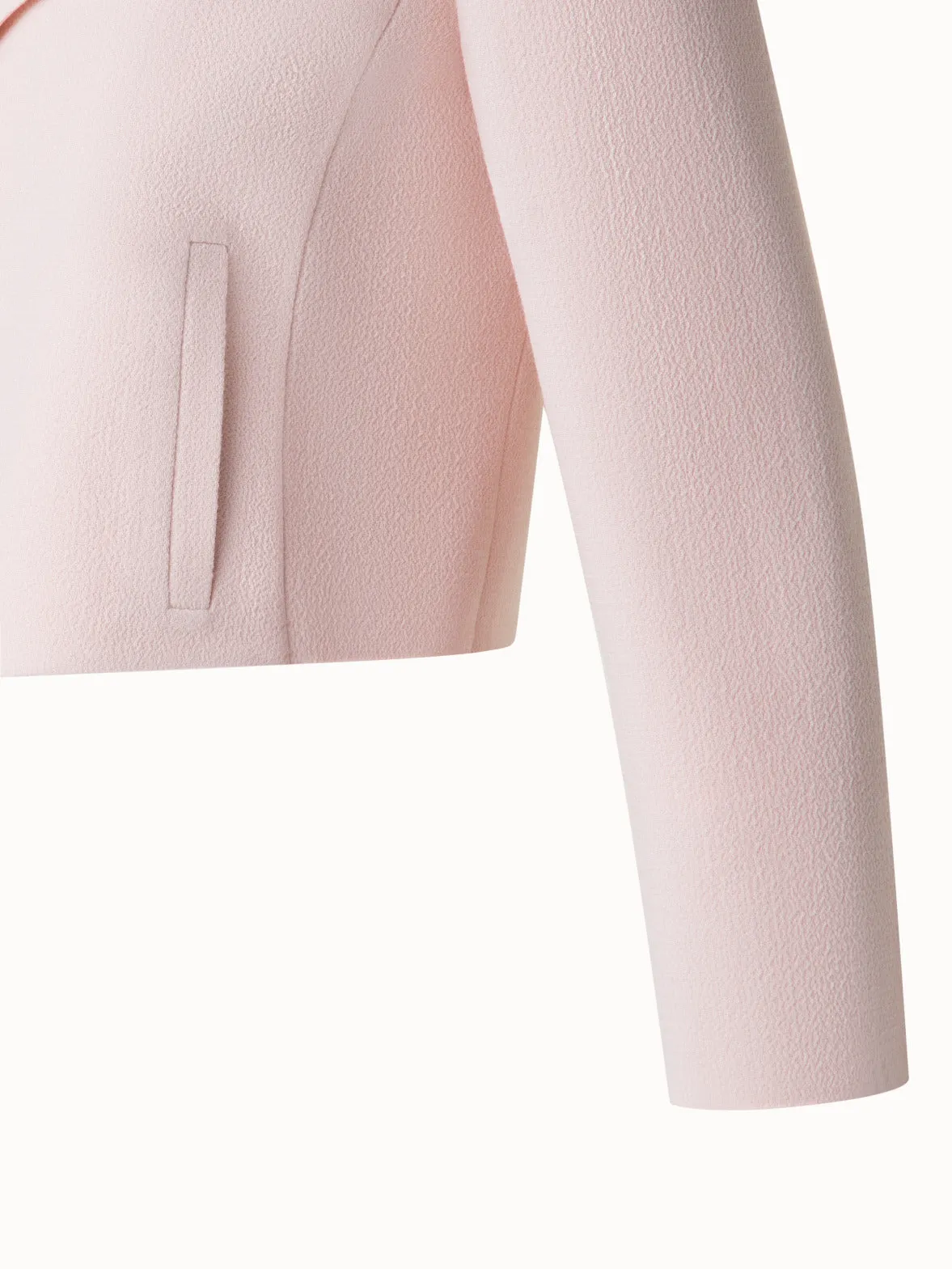 Short Wool Crpe Double-Face Jacket