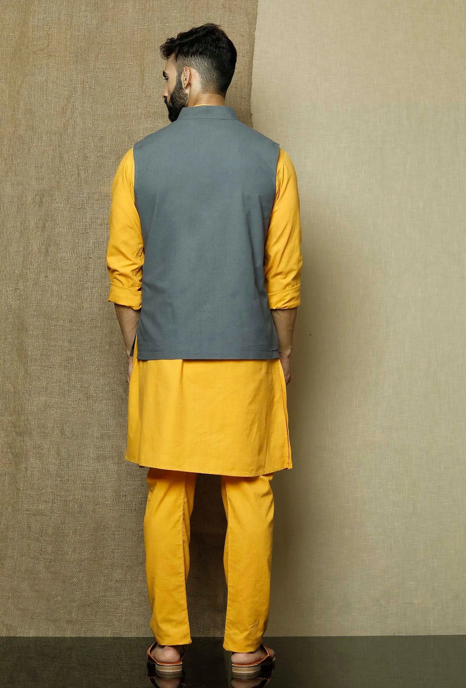 Stone Grey  Cotton Nehru Jacket