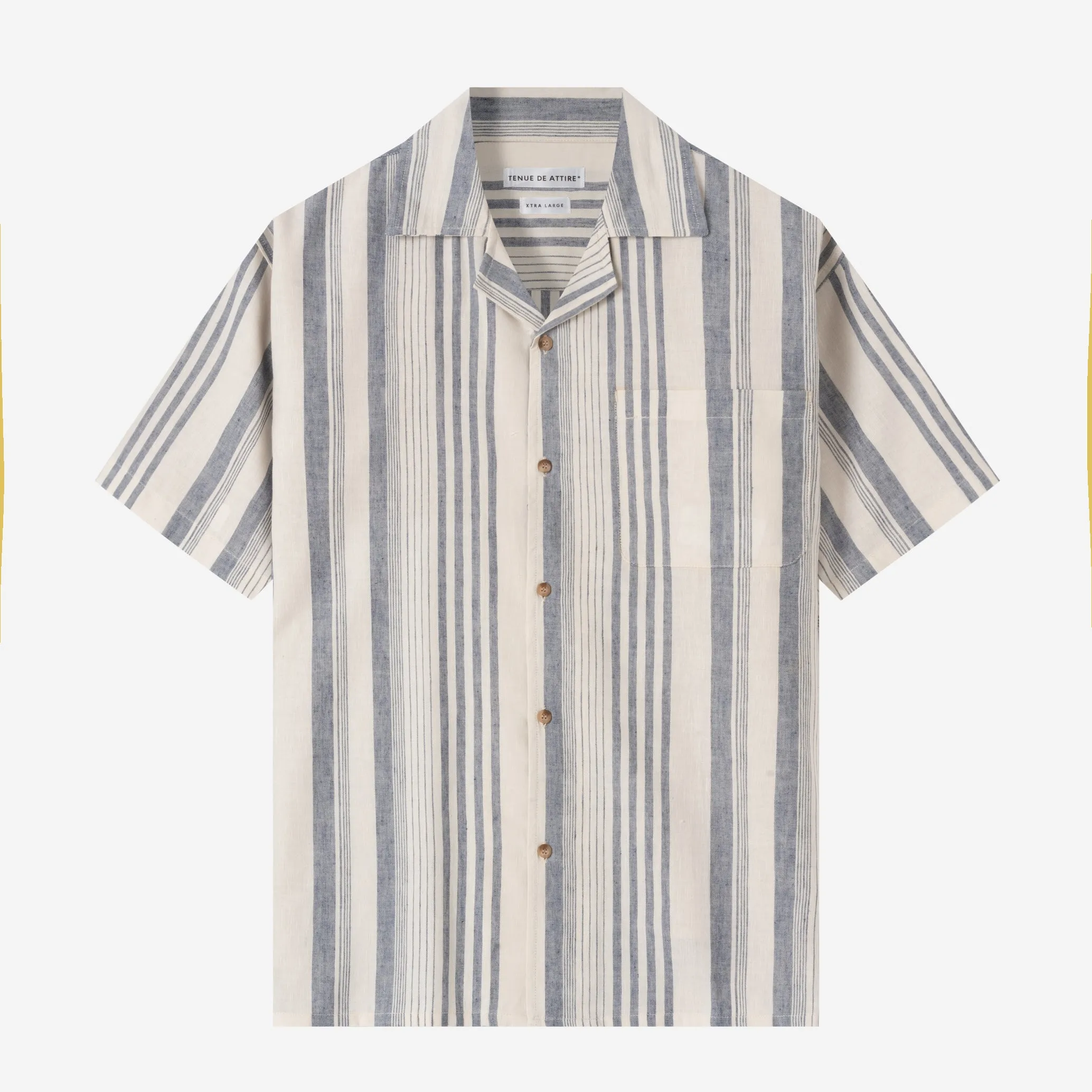 Sunny Vacation Short Sleeve Camp Collar Striped Shirt - Pale Blue