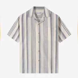 Sunny Vacation Short Sleeve Camp Collar Striped Shirt - Pale Blue
