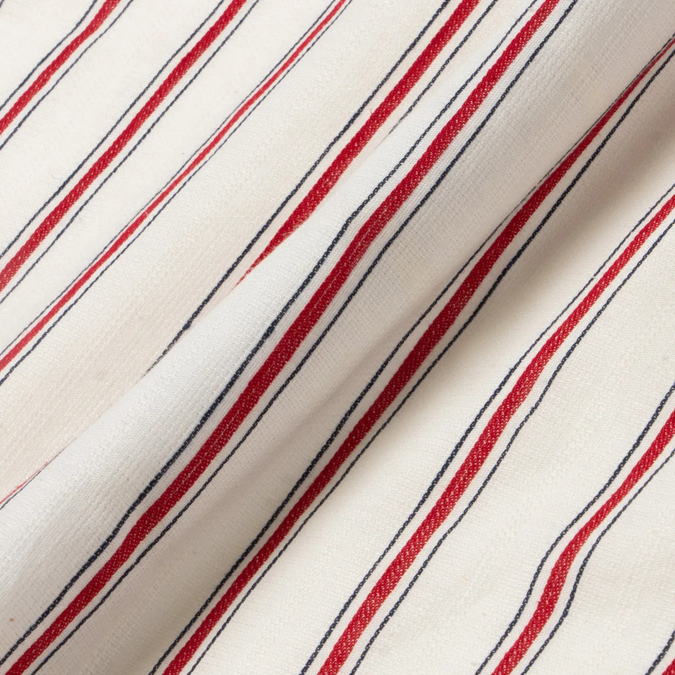 Sunny Vacation Short Sleeve Camp Collar Striped Shirt - Red White