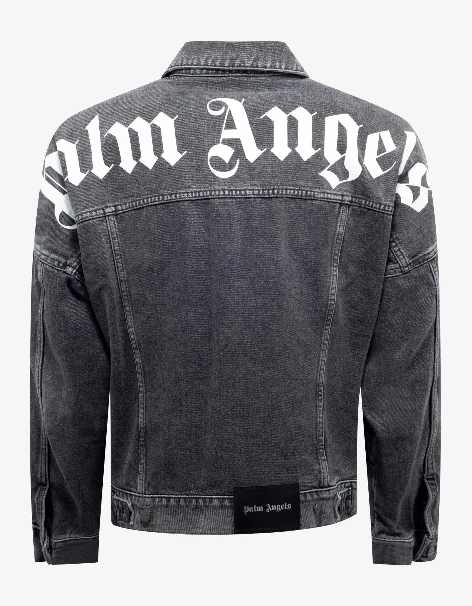 Wash Black Logo Print Oversized Denim Jacket