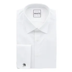 White Egyptian Cotton Non Iron Dress Shirt, Modified Collar and French Cuffs
