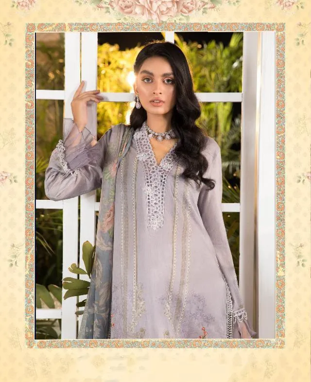 Women Unstitched Cotton Purple Pakistani Suit Dress material