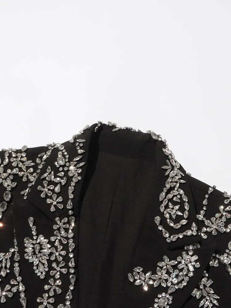 Women's Elegant Cutout Rhinestone Blazer