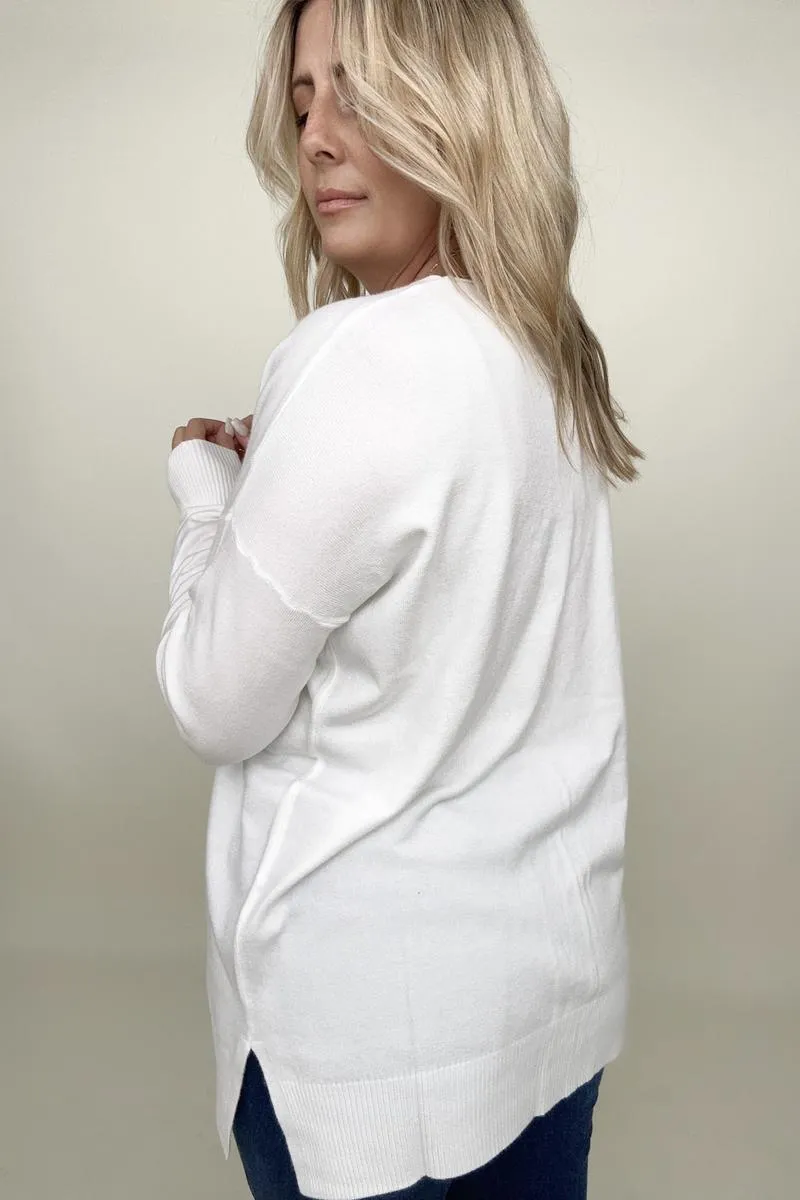 Zenana Front Seam Light Knit Sweater