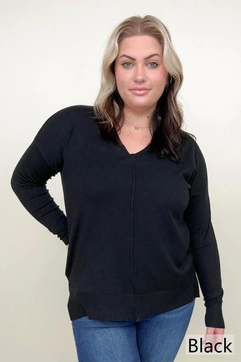 Zenana Front Seam Light Knit Sweater