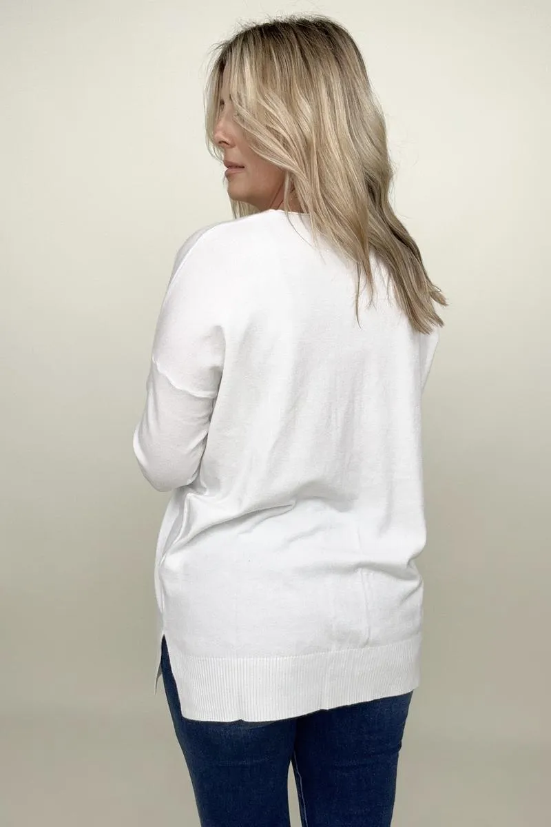 Zenana Front Seam Light Knit Sweater