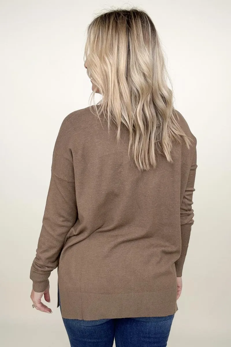 Zenana Front Seam Light Knit Sweater