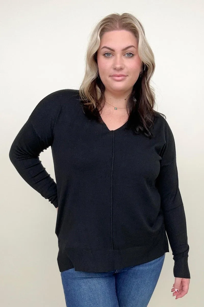Zenana Front Seam Light Knit Sweater